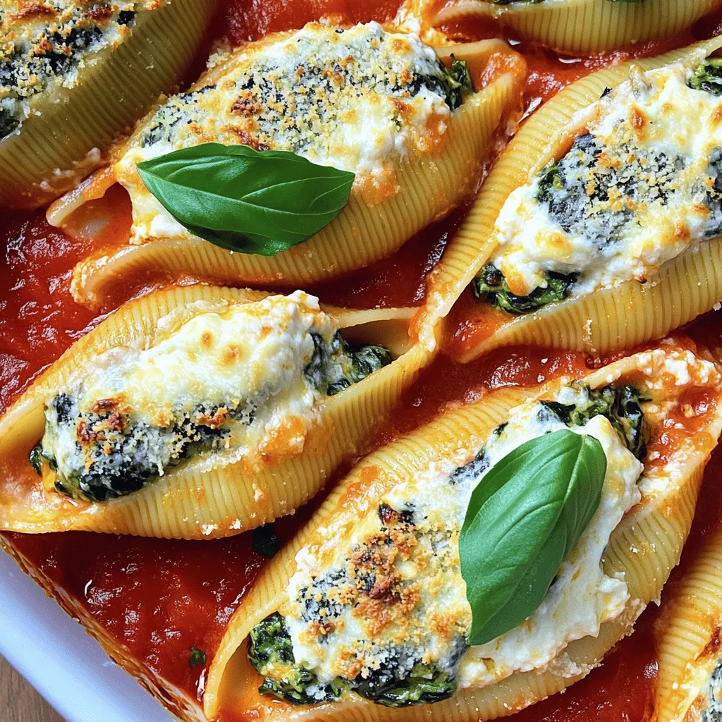 Käse-Spinat-gefüllte Muscheln köstlich und einfach