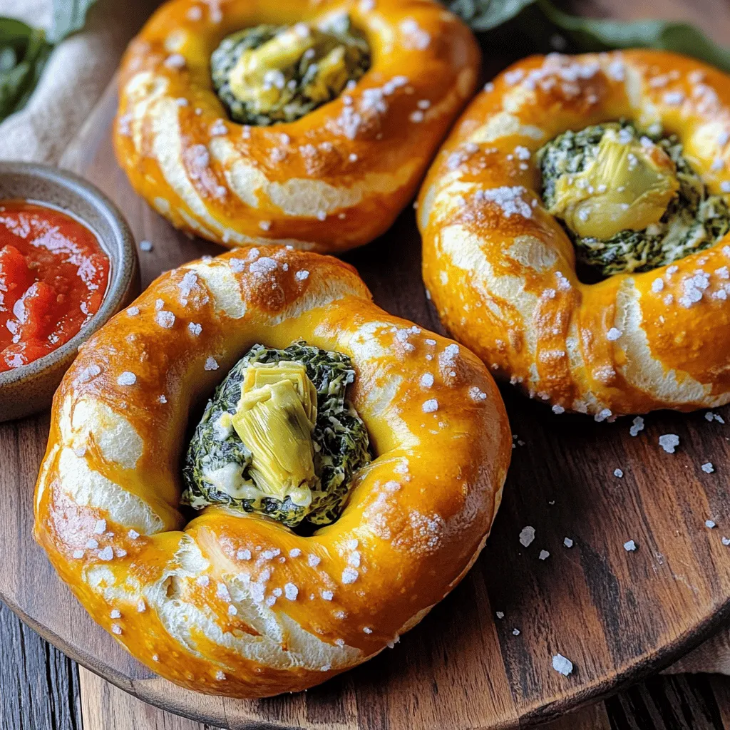 Spinach Artichoke Stuffed Pretzels Herzhaft und Lecker