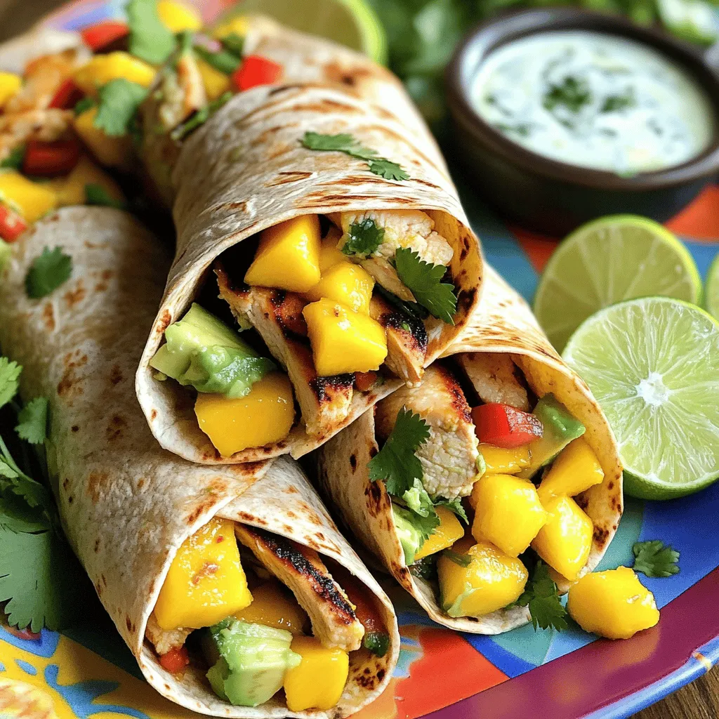 Spicy Mango Avocado Chicken Wraps für gesunde Ernährung