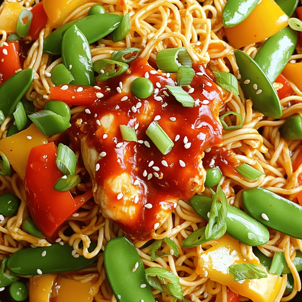Spicy Sriracha Chicken Noodles Schnelles Rezept