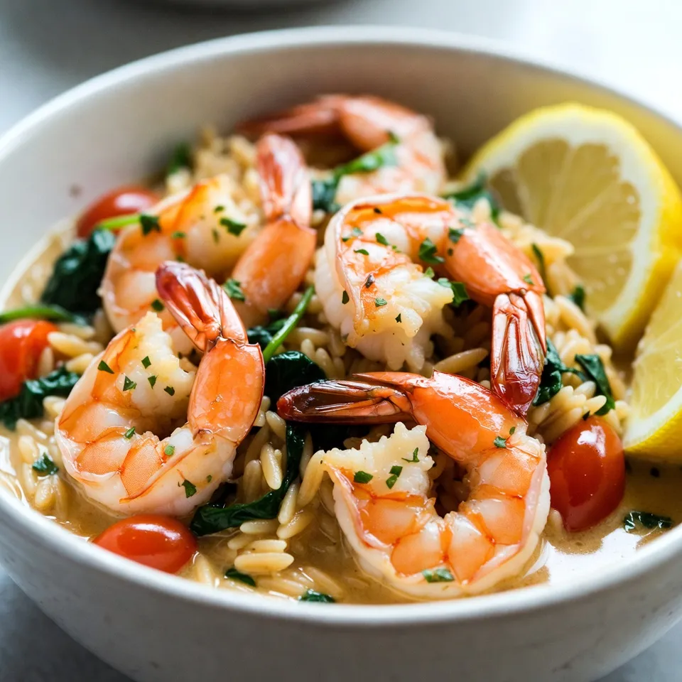 One-Pot Knoblauch-Butter-Garnelen Orzo Gericht