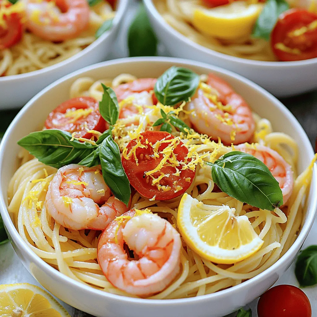 Lemon Spaghetti with Shrimp Einfach und Köstlich