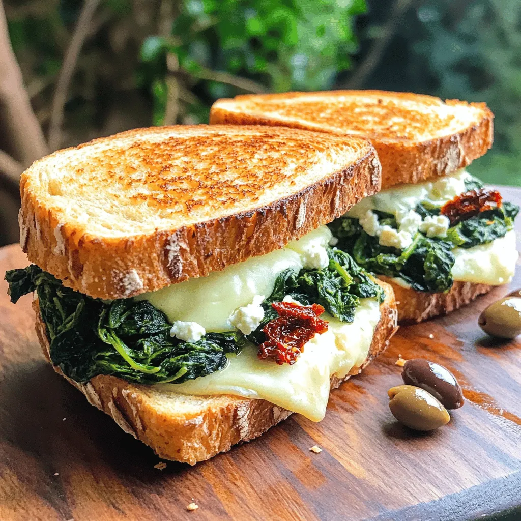 Mediterranean Spinach Grilled Cheese Einfaches Rezept