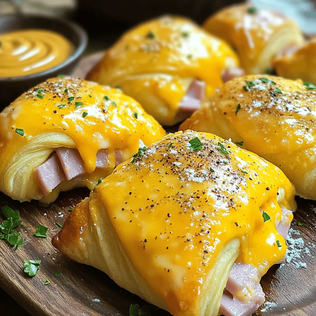 Hausgemachte Schinken-Käse-Sticks in Croissants