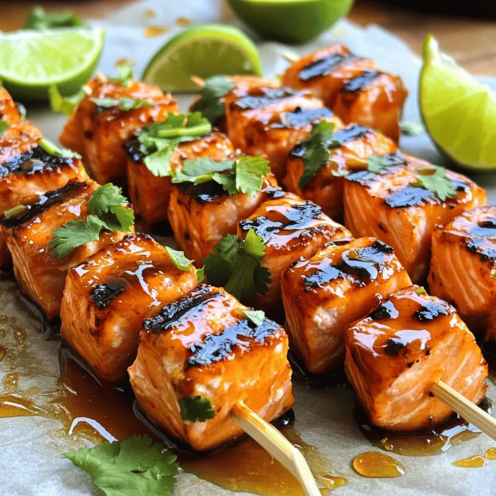 Sensationelle Honey Sriracha Salmon Skewers Grillidee