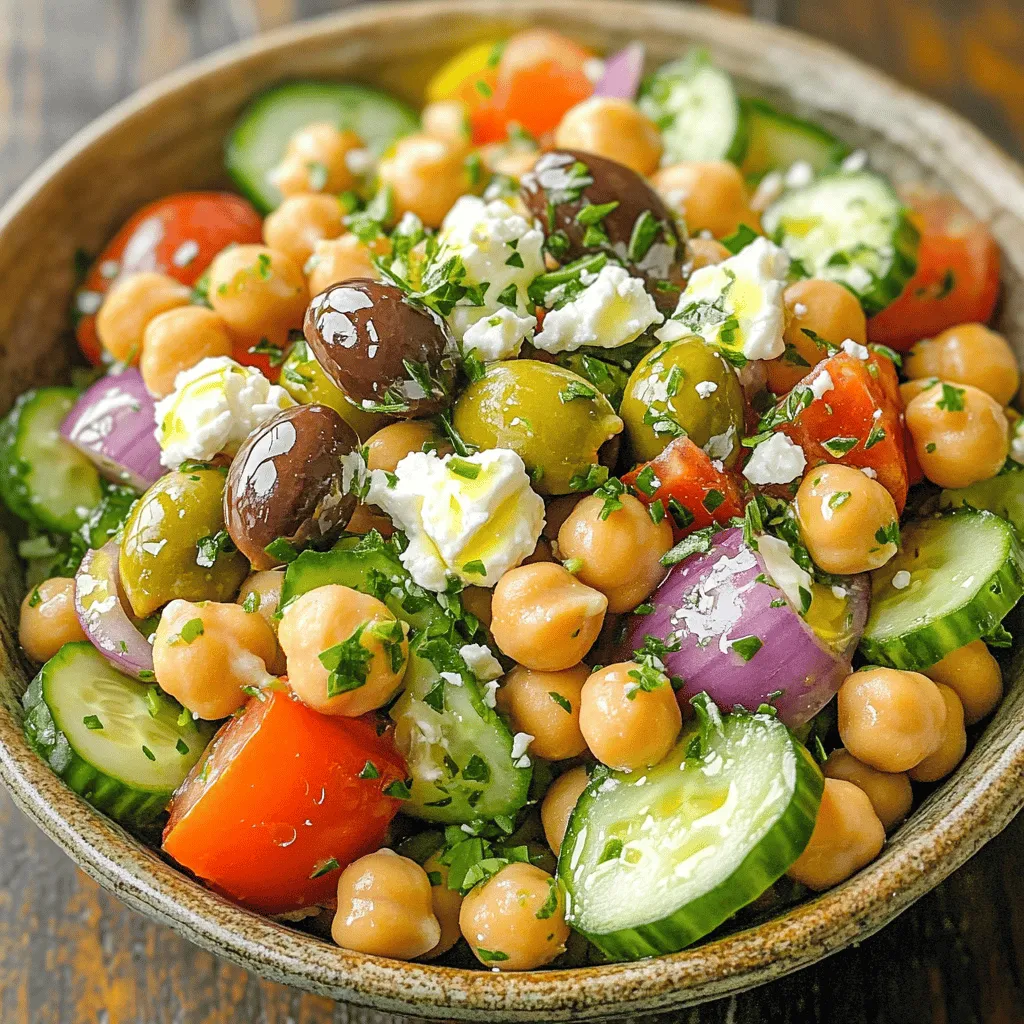 Griechischer Salat mit Kichererbsen Frisch und Knackig