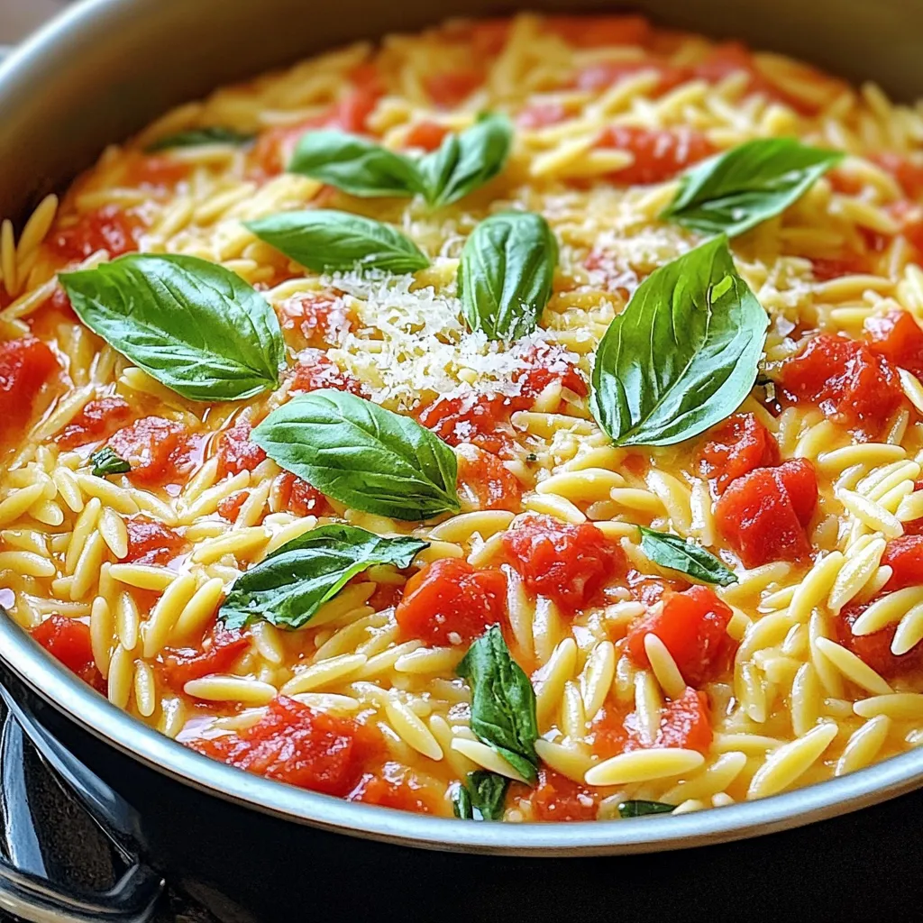 Creamy One-Pot Tomato Basil Orzo Einfaches Rezept