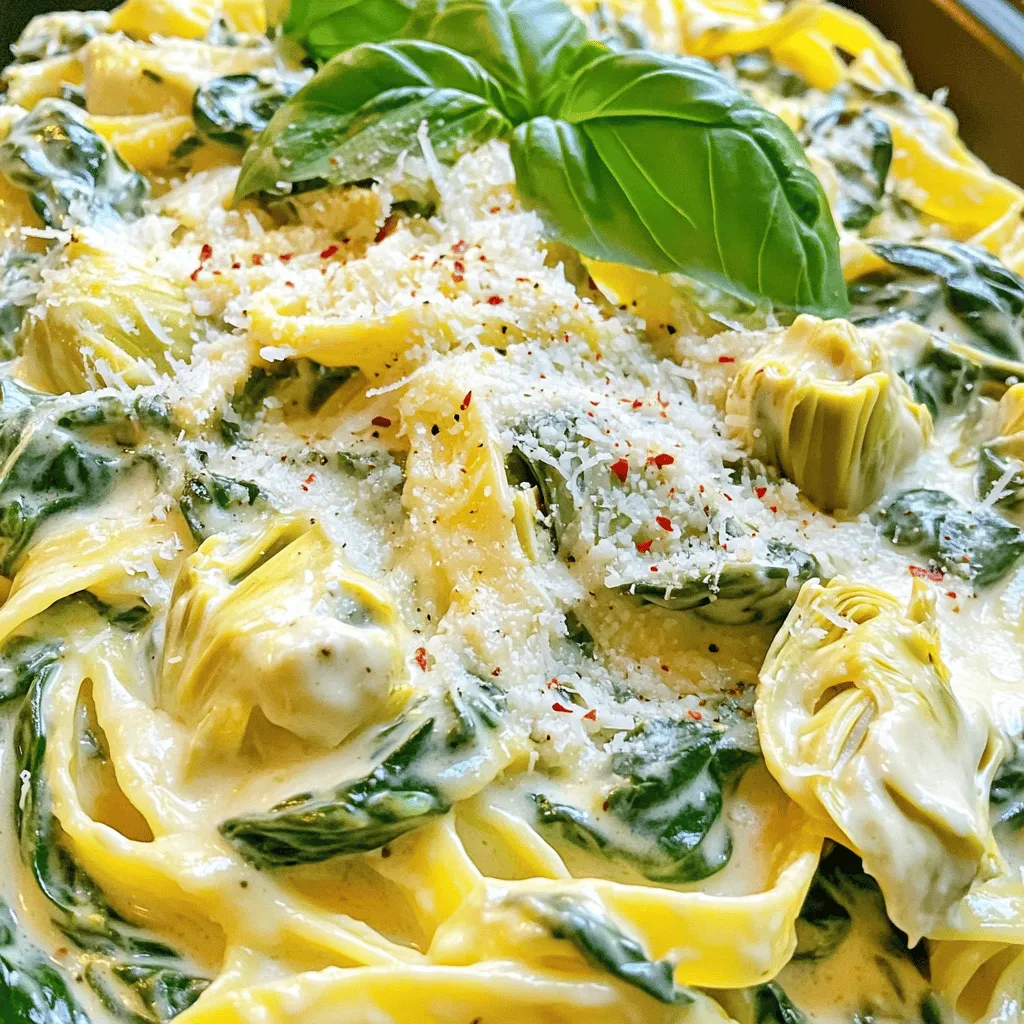 Cremige Spinats-Artischocken-Pasta Genussvolles Gericht