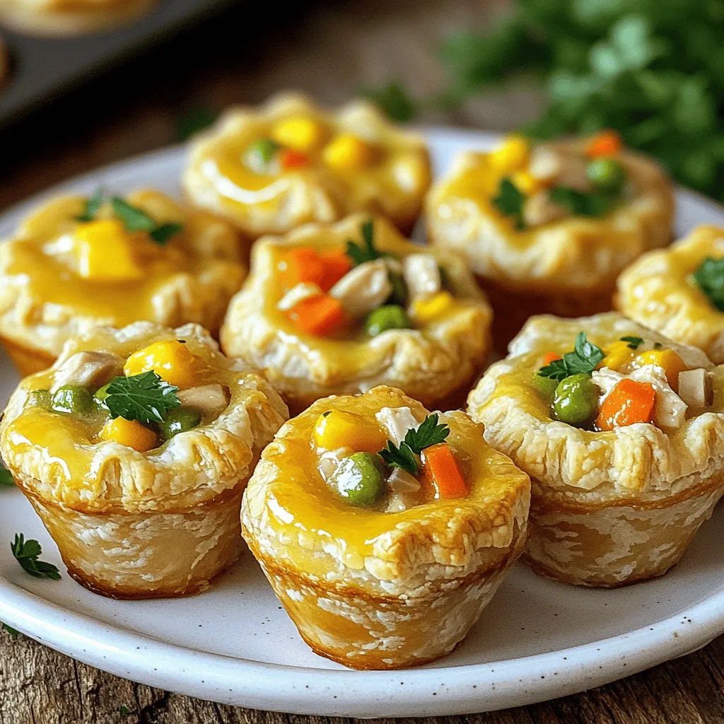 - 1 ½ Tassen gekochtes Hähnchen - 1 Tasse gefrorenes gemischtes Gemüse (Erbsen, Karotten, Mais) - ½ Tasse Hühnerbrühe - ¼ Tasse Sahne - 1 Rolle Blätterteig (ca. 400g) - 1 Ei, geschlagen (zum Bestreichen) - Salz nach Geschmack