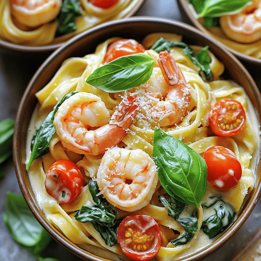 Cremige Tuscan Garnelen-Pasta Schnelle Eintopf-Mahlzeit