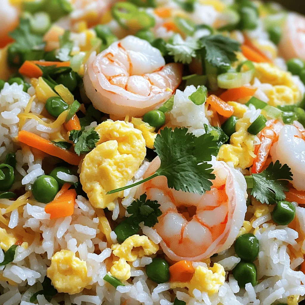 - 250 g Garnelen, geschält und entdarmt - 300 g gekochter Reis (idealerweise vom Vortag) - 2 Eier, leicht geschlagen