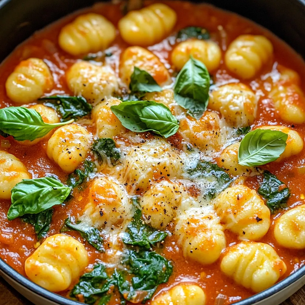 One Pot Tomato Gnocchi Spinach Schnelles Rezept