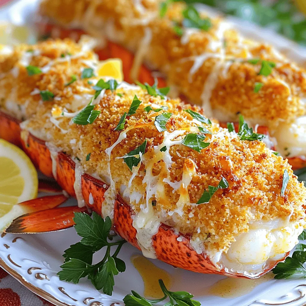 - 2 frische Hummerschwänze - 1 Tasse Semmelbrösel (gemischtes Brot) - 1/2 Tasse frisch geriebener Parmesan-Käse