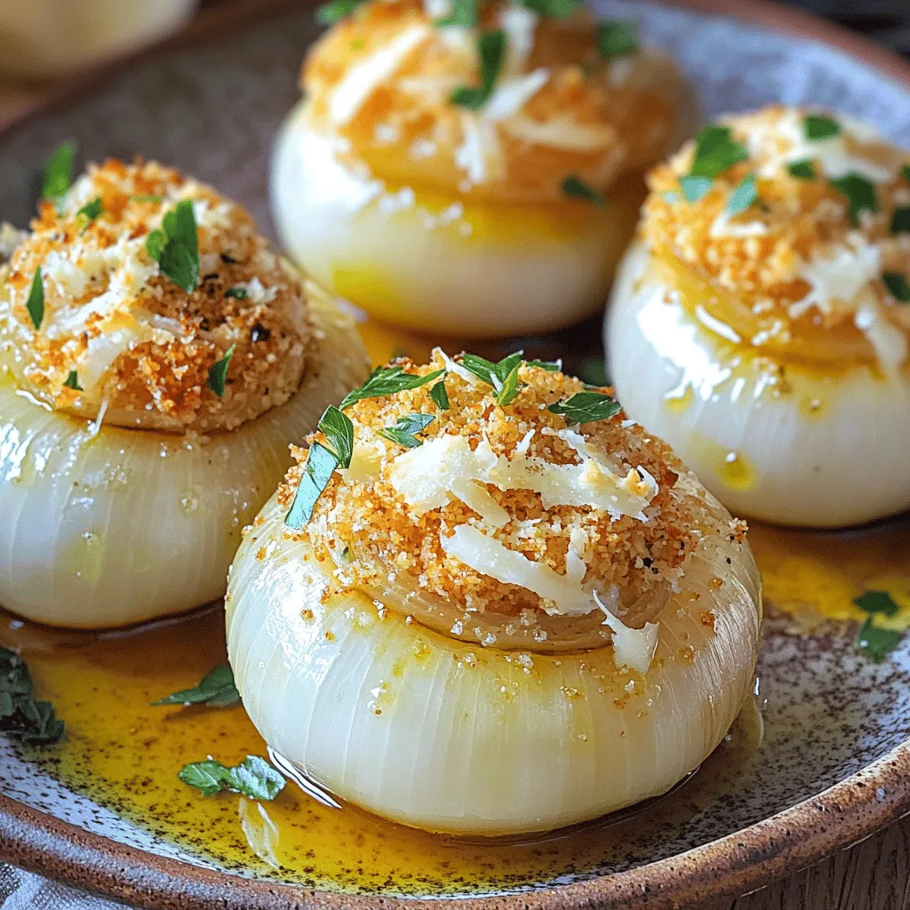 Um Fiori di Cipolla al Forno einfach zuzubereiten, benötigen wir einige frische Zutaten. Wir brauchen 4 große Zwiebeln, idealerweise süße Zwiebeln. Außerdem benötigen wir 100 g geriebenen Parmesan und 50 g Semmelbrösel. Den Geschmack machen 2 fein gehackte Knoblauchzehen und 4 Esslöffel frische Petersilie aus. Ein Teelöffel Oregano und Paprikapulver bringen zusätzlich Würze. Vergessen Sie nicht, Salz und Pfeffer nach Geschmack hinzuzufügen.