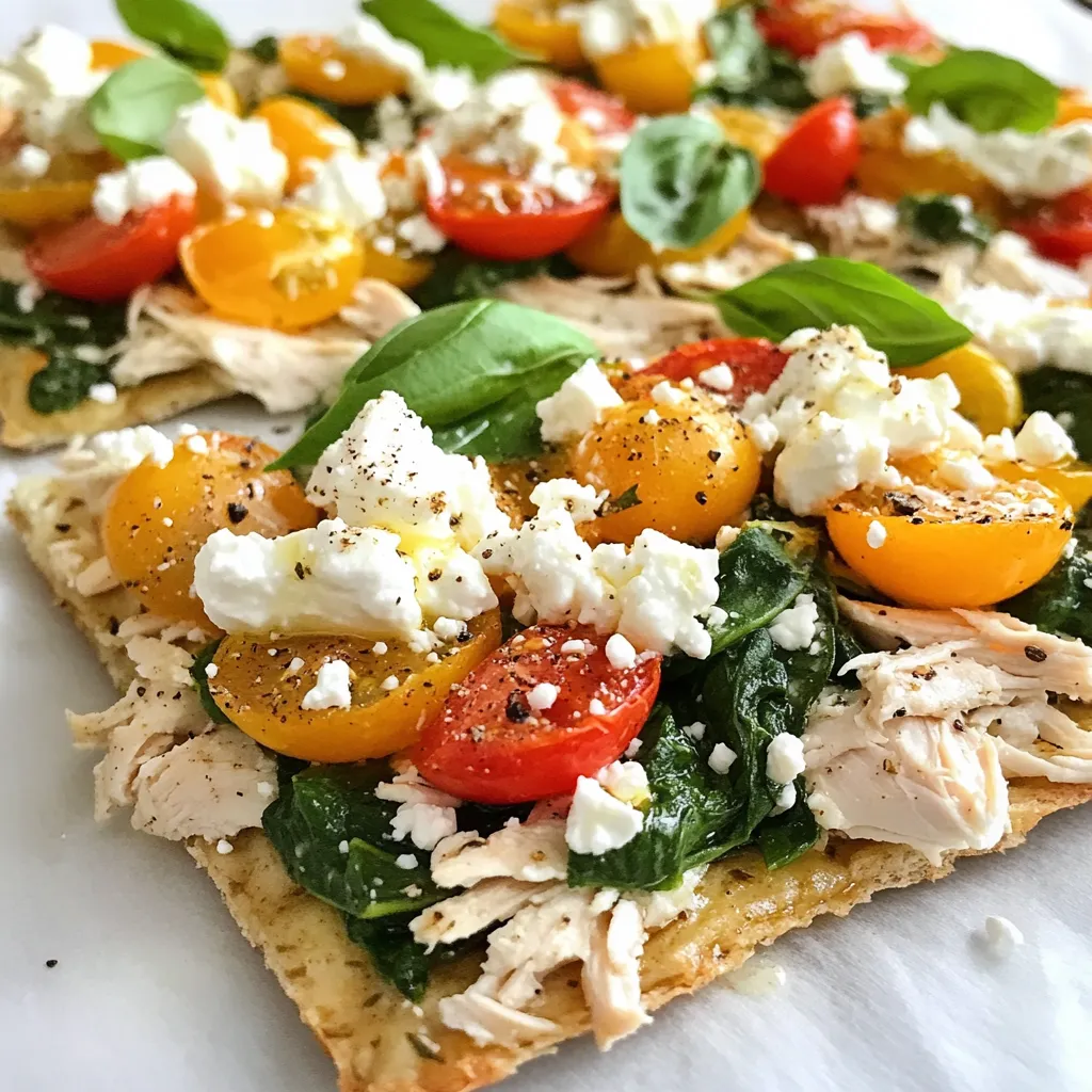 Hähnchen und Spinat Fladenbrot gesunde Mahlzeit genießen