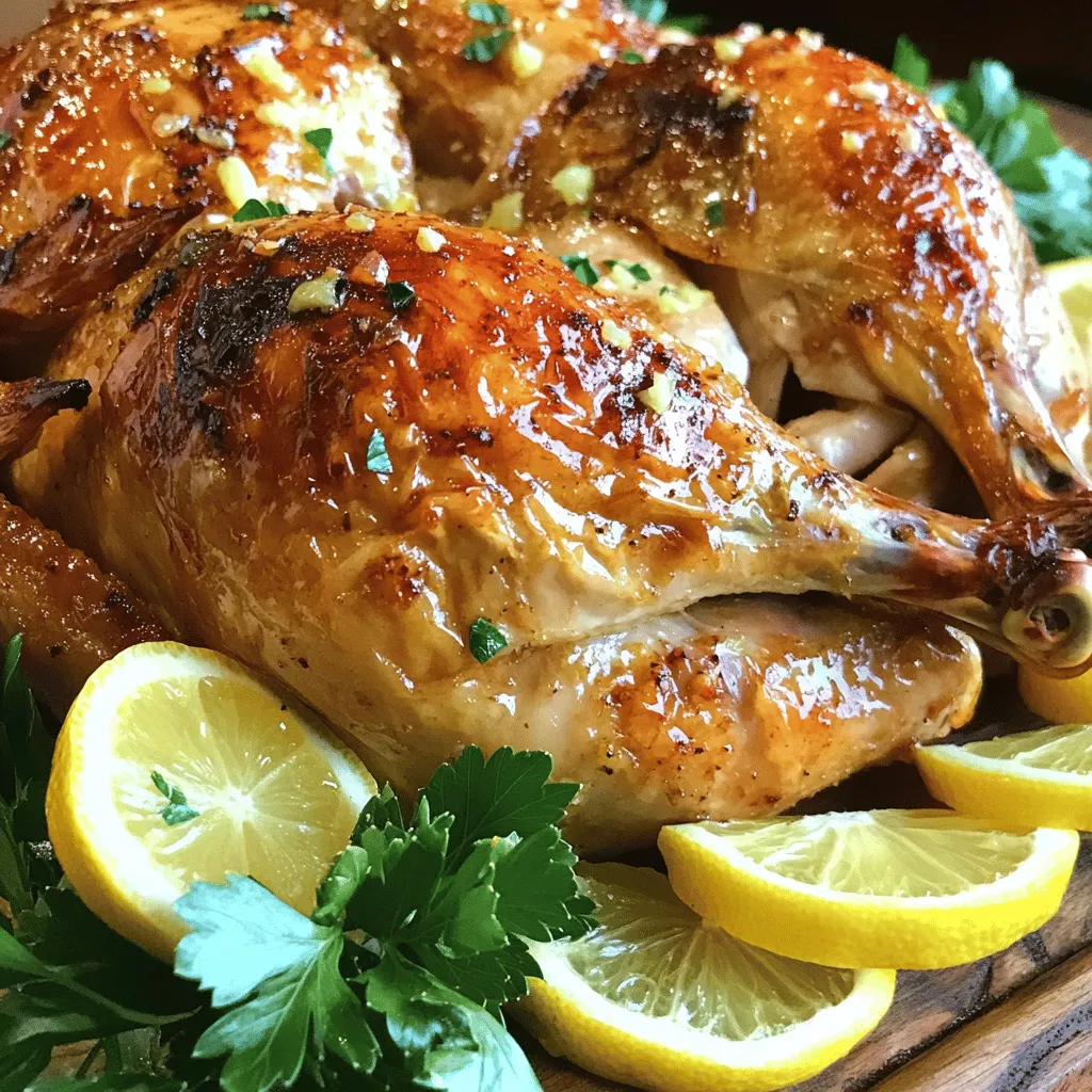 Lemon Garlic Roasted Chicken Einfaches und köstliches Gericht