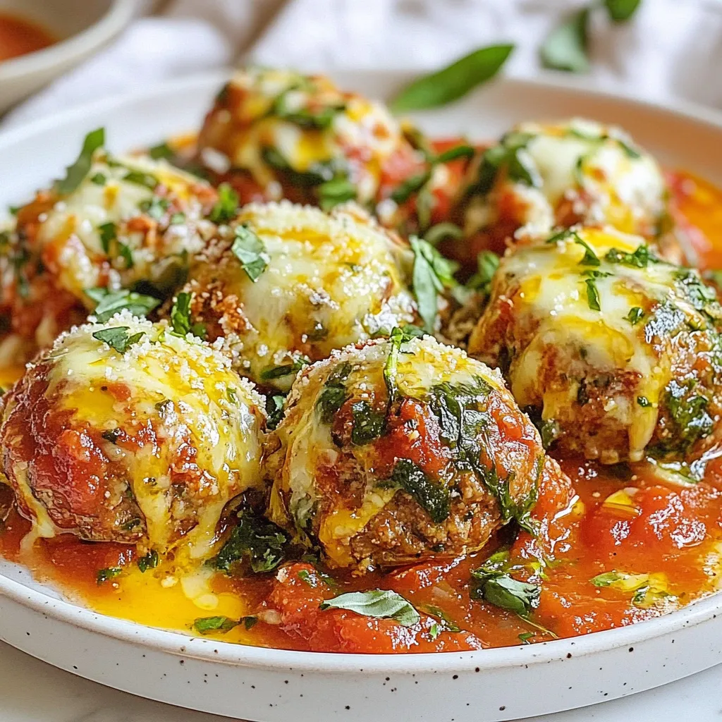 Spinach Garlic Mozzarella Meatballs Köstlicher Genuss
