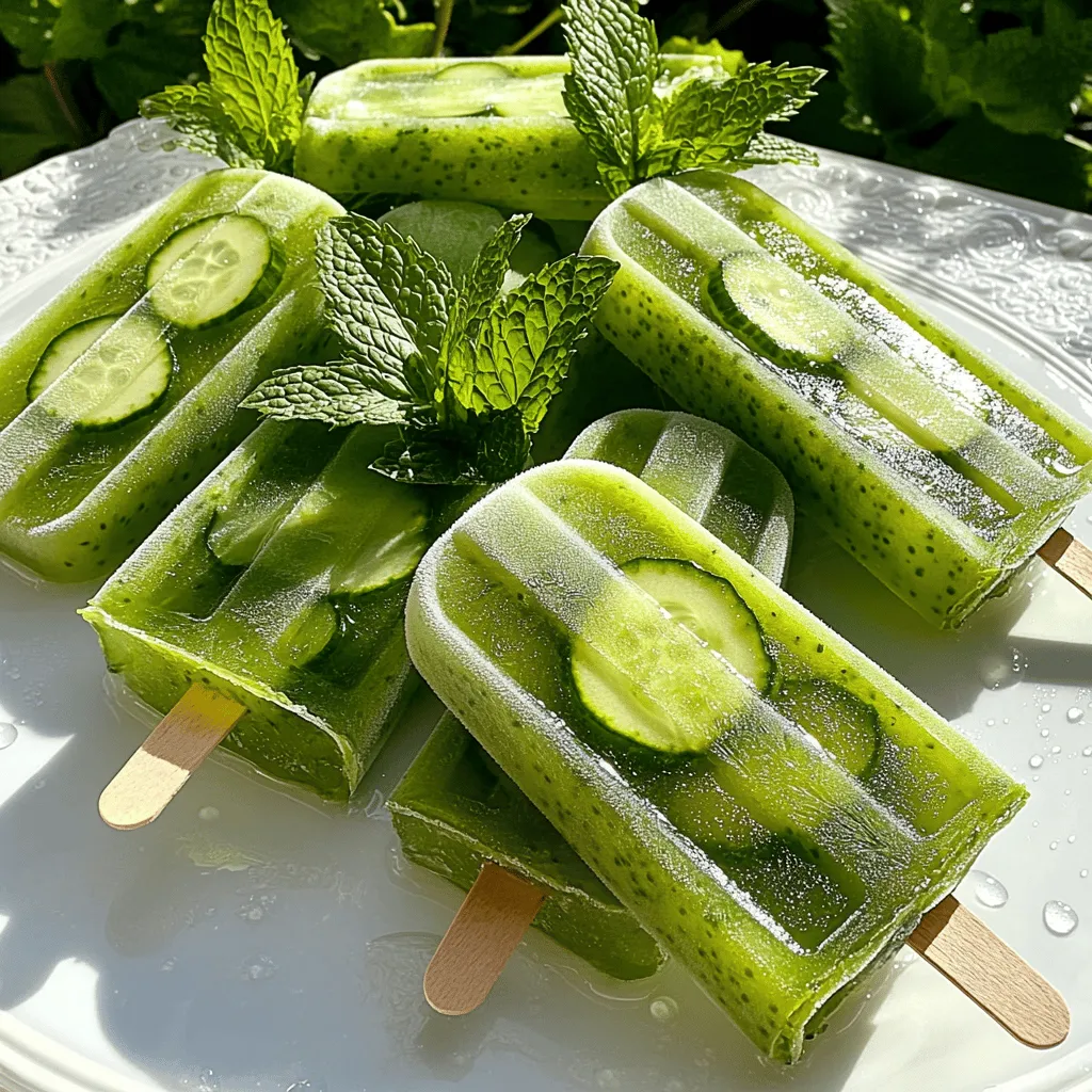 Erfrischende Gurken-Minze Spa-Wasser Popsicles Rezept