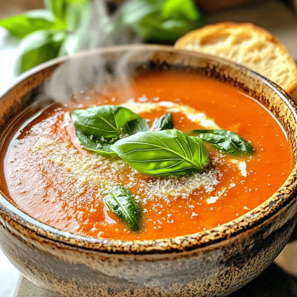 Cremige Tomaten-Basilikum-Suppe Nährendes Gericht