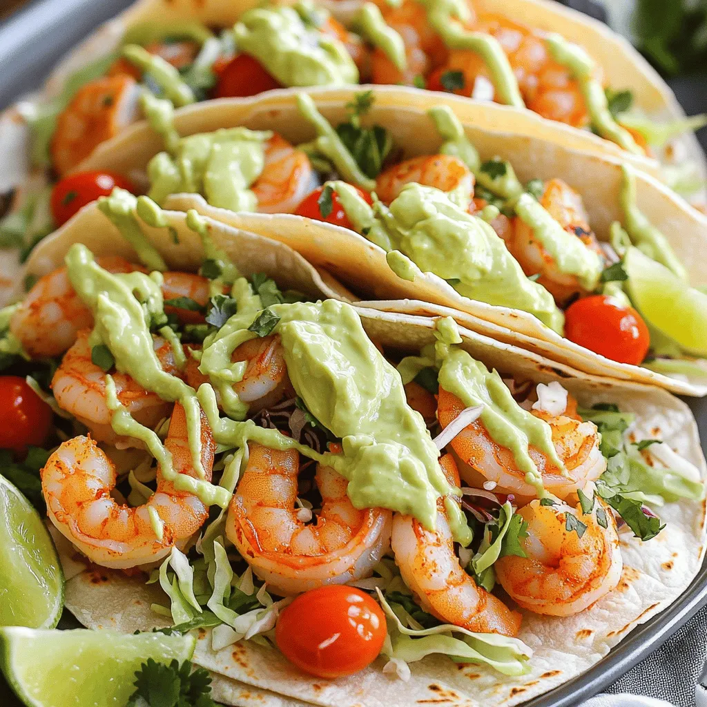 Mouthwatering Shrimp Tacos with Avocado Cream Rezept