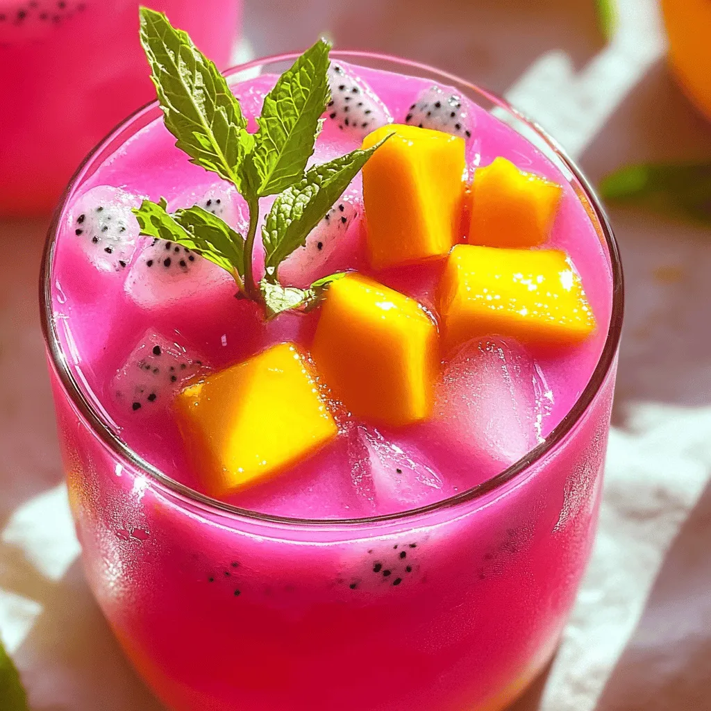 Um Mango-Dragonfruit-Limonade zu machen, brauchst du frische Zutaten. Diese sind wichtig für den vollen Geschmack. Du benötigst: