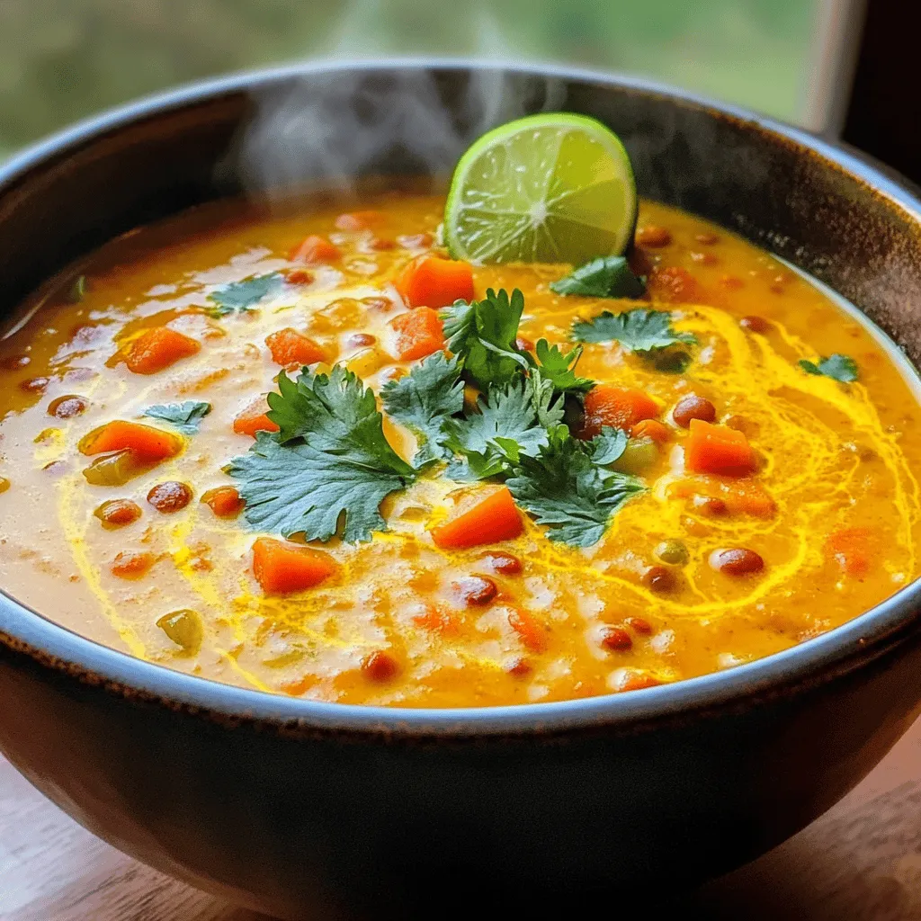 Kokos-Curry-Linsensuppe nahrhaft und einfach zubereitet