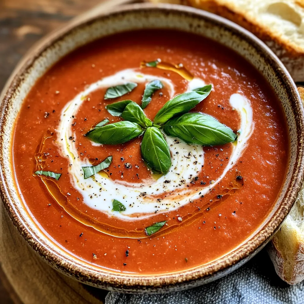 Langsame Tomaten-Basilikum-Suppe Voller Geschmack