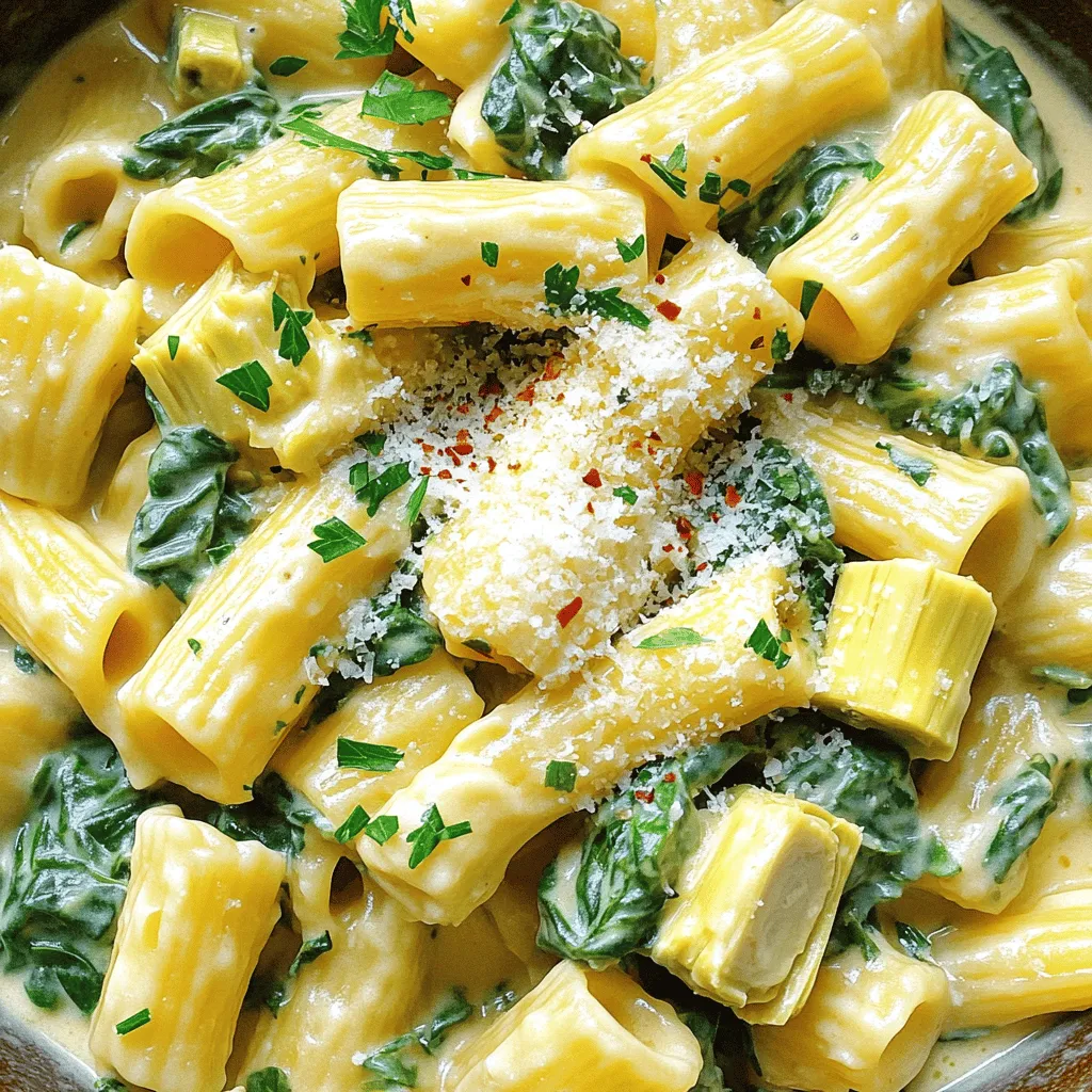 Cheesy Spinach and Artichoke Pasta Leckeres Rezept