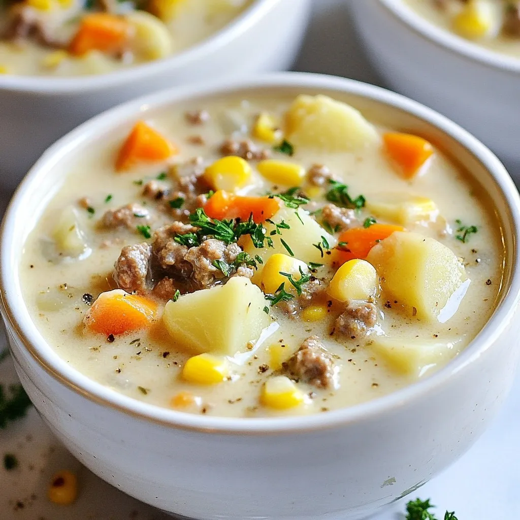 Crockpot Creamy Potato Hamburger Soup Einfache Rezeptур
