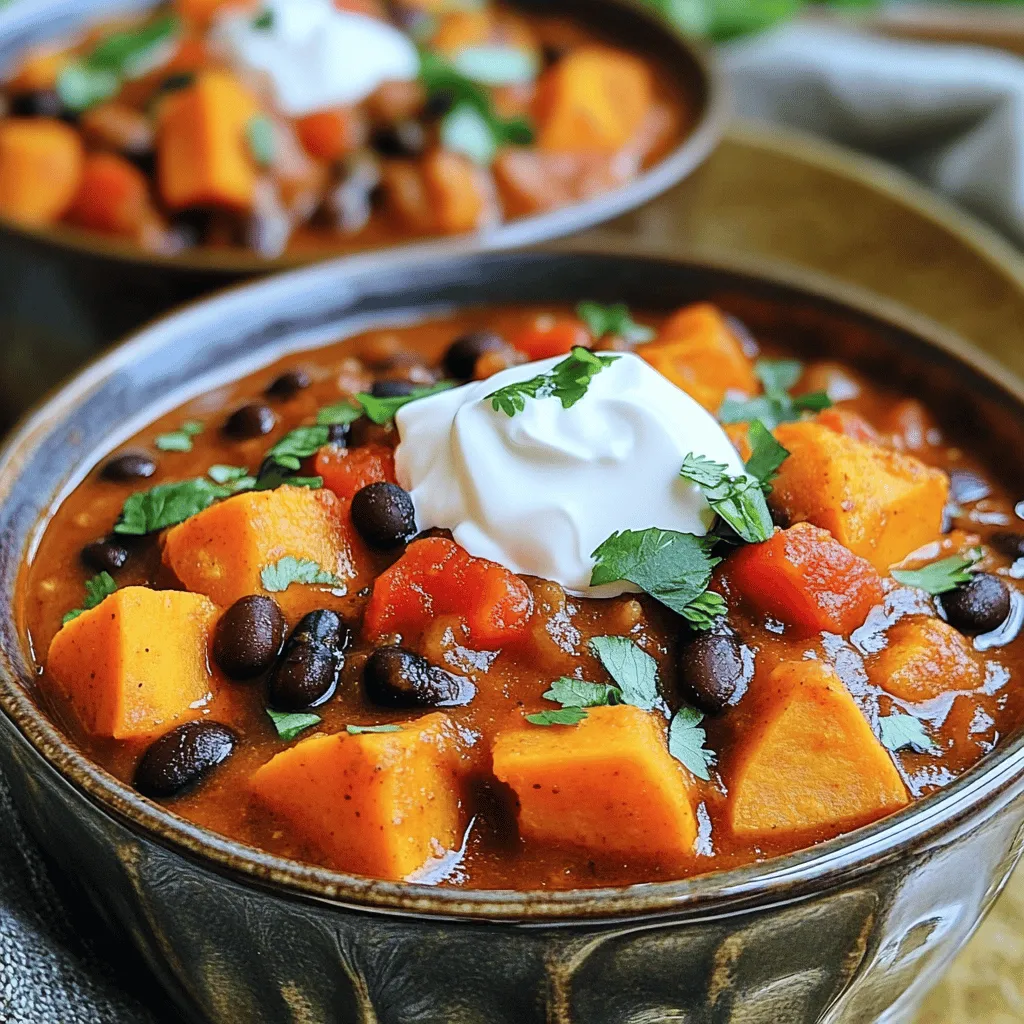 Süßkartoffel-Schwarze-Bohnen-Chili voller Geschmack