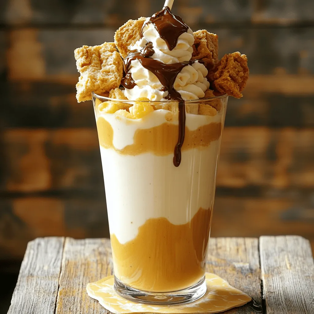 Um einen leckeren Biscoff Milchshake zu machen, brauchst du einfache Zutaten. Du benötigst 2 Tassen Vanilleeis. Das gibt dem Shake die nötige Süße. Auch 1 Tasse Milch ist wichtig. Du kannst Vollmilch oder eine pflanzliche Variante nutzen. Dann kommt 1/2 Tasse Biscoff-Keksebutter dazu. Diese gibt dem Shake seinen besonderen Geschmack. Zwei Esslöffel zerbröselte Biscoff-Kekse sind auch nötig, plus etwas mehr zum Garnieren. Wenn du magst, füge 1 Esslöffel Erdnussbutter hinzu. Das gibt einen interessanten Kick. Schlagsahne ist ein Muss für die Garnierung. Optional kannst du Schokoladensoße oder Karamellsoße verwenden, um das Ganze noch besser zu machen.