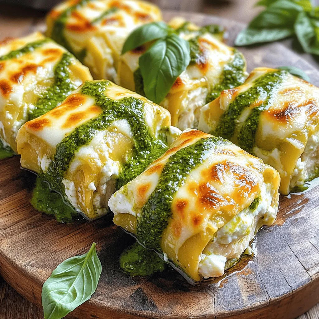 Cremige Chicken Pesto Lasagne Röllchen Rezept