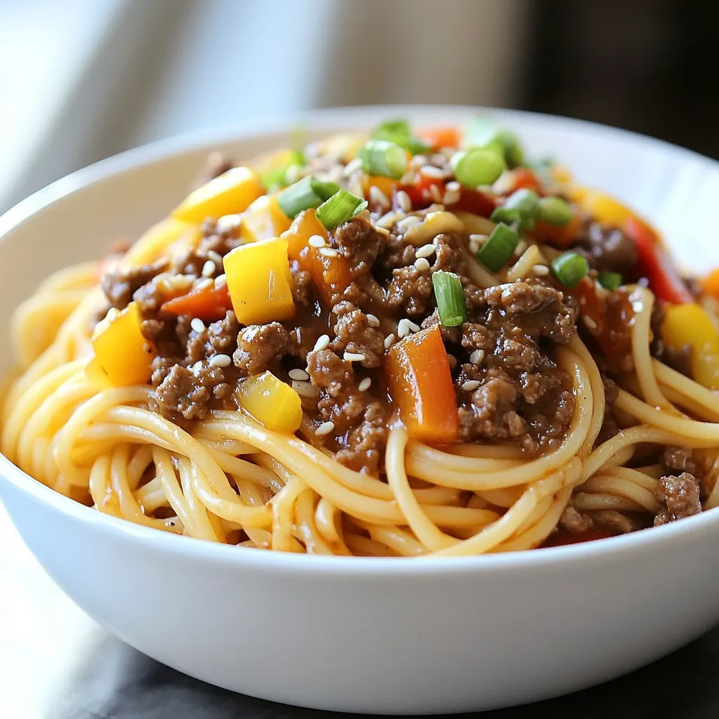 Asiatisch Schmackhaftes Rinderhack Spaghetti Rezept