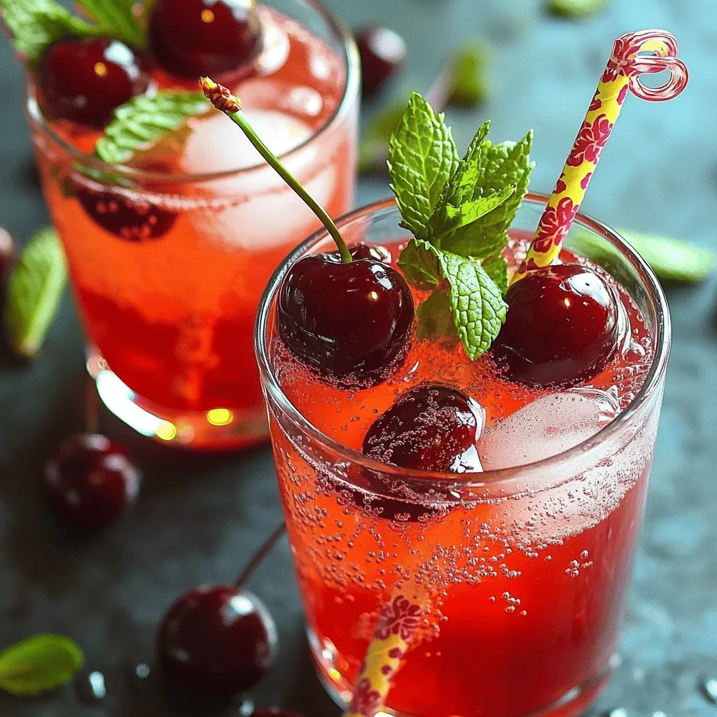 Sprudelnde Kirsche Minze Agua Fresca Erfrischender Genuss