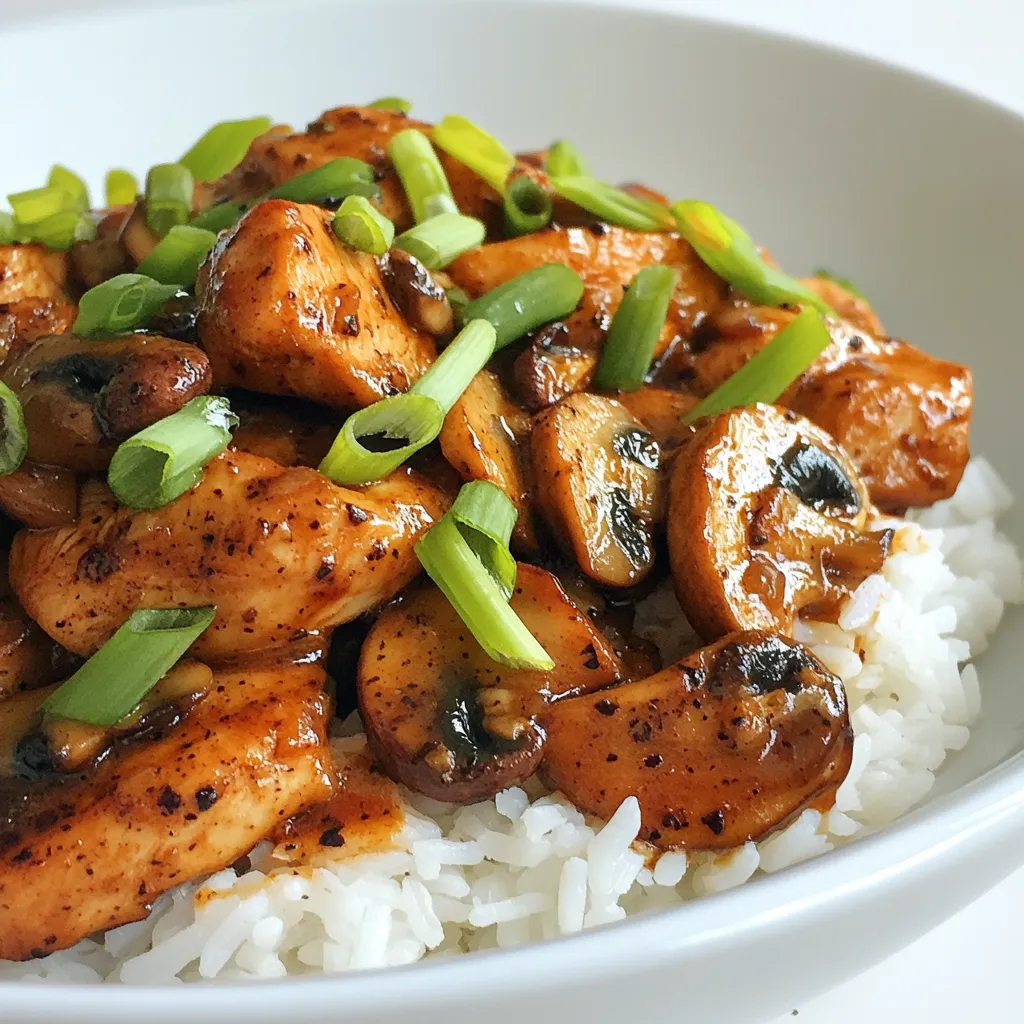 Schmackhaftes Black Pepper Chicken and Mushrooms Gericht