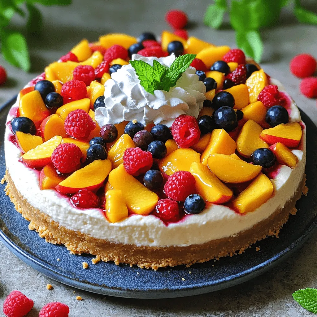 Sommer Berry Peach Cheesecake Leckerer Genuss