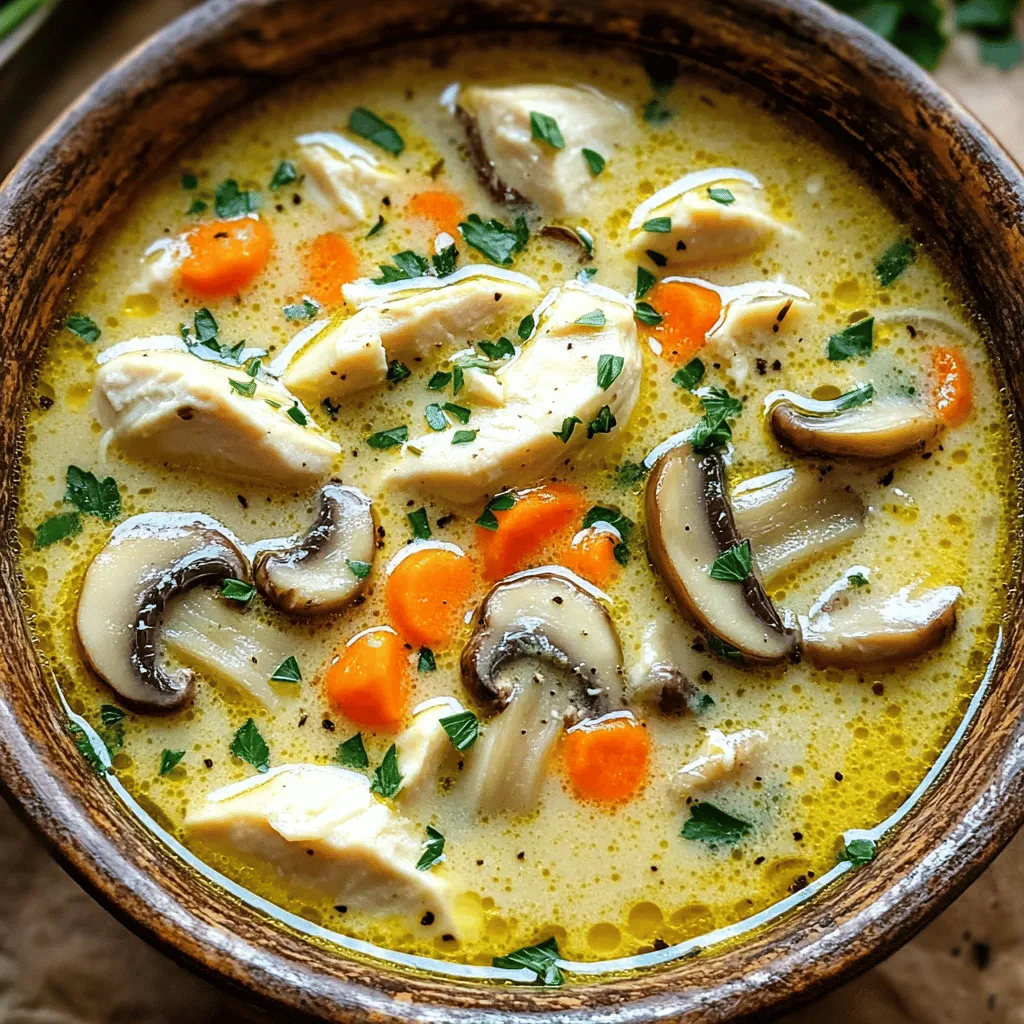 - 500 g Hähnchenbrustfilet, gewürfelt - 300 g frische Champignons, in Scheiben geschnitten - 1 große Zwiebel, fein gehackt - 2 Knoblauchzehen, gepresst