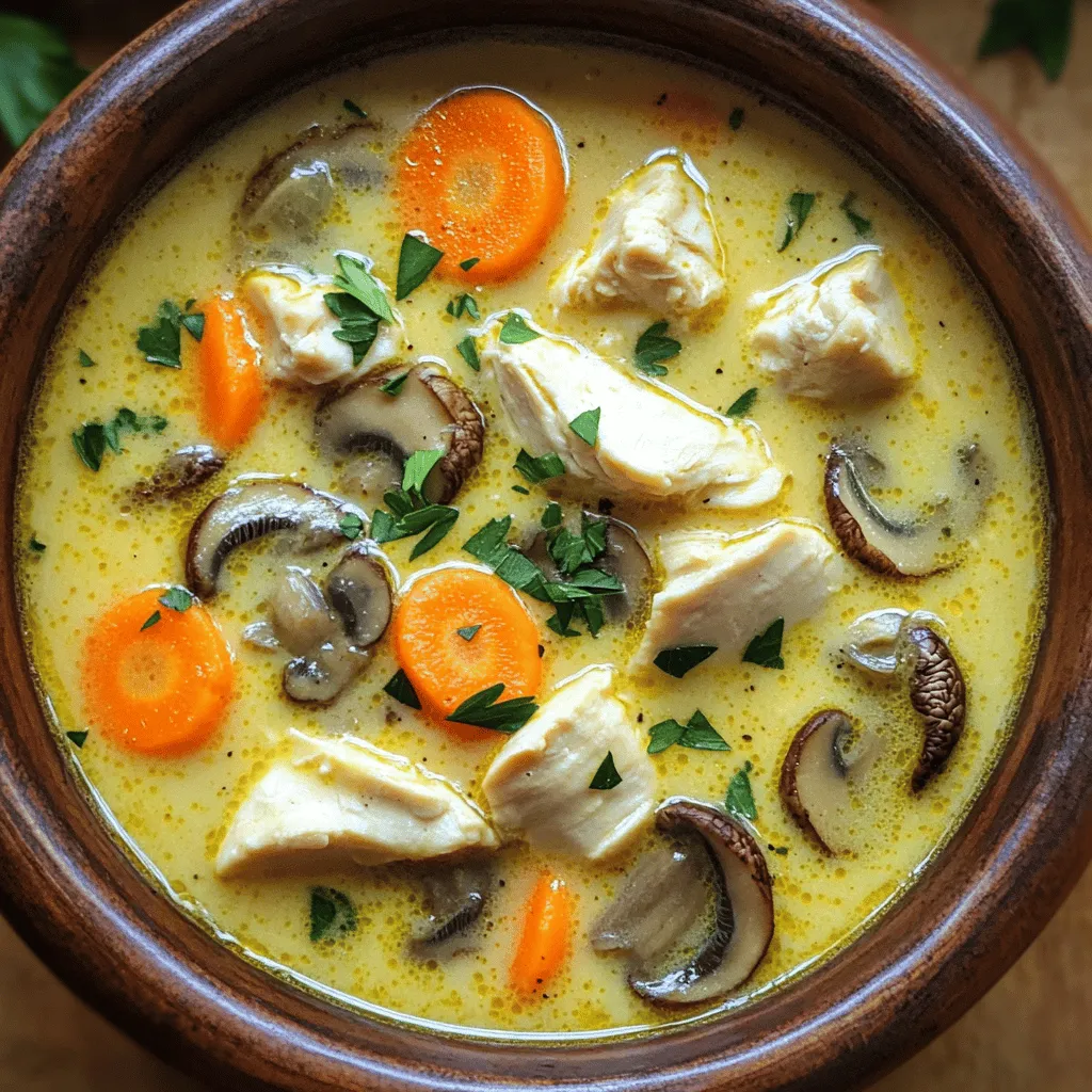 Cremige Champignon und Hähnchen Suppe Lecker Rezept