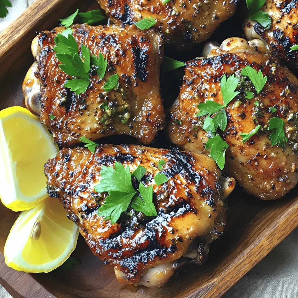 Für Chicken Salmoriglio benötigst du folgende Zutaten: - 4 Knochenlose, hauttonlose Hähnchenschenkel - 60 ml Olivenöl - 3 Knoblauchzehen, fein gehackt - 1/4 Tasse frische Petersilie, gehackt - 1 Esslöffel frischer Oregano, gehackt (oder 1 Teelöffel getrockneter Oregano) - 1 Teelöffel rote Pfefferflocken - Saft von 2 Zitronen - Salz und Pfeffer nach Geschmack - Zitronenschnitze zum Servieren Die Auswahl der Zutaten ist wichtig für den Geschmack. Wähle frische Kräuter, wenn möglich. Sie bringen mehr Aroma. Olivenöl sollte hochwertig sein, um den vollen Geschmack zu erreichen. Achte auf die Hähnchenschenkel. Sie sollten frisch und zart sein. Wenn du getrocknete Kräuter verwendest, nimm weniger. Sie sind stärker im Geschmack. Falls du keine frischen Kräuter hast, kannst du getrocknete verwenden. Diese sind praktisch und oft länger haltbar. Für eine milde Schärfe, ersetze die roten Pfefferflocken durch Paprikapulver. Du kannst auch Hähnchenbrust statt Hähnchenschenkel nehmen, aber beachte, dass die Garzeit kürzer ist. Wenn du eine Zitrone nicht hast, kannst du Limette verwenden.Um das Hähnchen zu marinieren, mische zuerst die Marinade. Nimm eine große Schüssel und gib das Olivenöl hinein. Füge den fein gehackten Knoblauch, die gehackte Petersilie und den Oregano hinzu. Dann kommen die roten Pfefferflocken, der Zitronensaft, Salz und Pfeffer dazu. Rühre alles gut um. Lege die Hähnchenschenkel in die Marinade. Achte darauf, dass sie gut bedeckt sind. Decke die Schüssel ab und stelle sie in den Kühlschrank. Lass das Hähnchen mindestens 30 Minuten marinieren. Besser ist es, wenn du es zwei Stunden ziehen lässt. So wird das Fleisch zart und voller Geschmack. Heize deinen Grill oder eine Grillpfanne vor. Die Hitze sollte mittel bis hoch sein. Nimm die Hähnchenschenkel aus der Marinade und lass die überschüssige Marinade abtropfen. Lege die Hähnchenschenkel auf den Grill. Grille das Hähnchen etwa 6-7 Minuten pro Seite. Du möchtest, dass die Innentemperatur 75 °C erreicht. So wird das Hähnchen perfekt durchgegart. Während das Hähnchen grillt, kannst du die restliche Marinade in einem kleinen Topf erhitzen. Diese Marinade wird später als Dippsoße verwendet. Wenn das Hähnchen fertig ist, nimm es vom Grill. Lass es etwa 5 Minuten ruhen. Dadurch bleiben die Säfte im Fleisch. Schneide das Hähnchen dann in Stücke. Serviere das geschnittene Hähnchen auf einer schönen Platte. Beträufle es mit der erwärmten Marinade. Dekoriere es mit frischer Petersilie und Zitronenschnitzen. Ein frischer grüner Salat oder gegrilltes Gemüse passt gut dazu. So runden diese Beilagen das Gericht perfekt ab.Um den Geschmack von Chicken Salmoriglio zu steigern, probiere frische Kräuter. Petersilie und Oregano bringen mehr Frische. Du kannst auch etwas Zitronenzeste hinzufügen. Diese gibt dem Gericht eine schöne, spritzige Note. Eine längere Marinierzeit macht einen großen Unterschied. Lass das Hähnchen mindestens zwei Stunden ziehen. So ziehen die Aromen gut ein. Wenn du Zeit hast, mariniere das Hähnchen über Nacht. Ein häufiger Fehler ist, das Hähnchen nicht genug zu marinieren. Wenn du das Hähnchen nur kurz marinierst, wird der Geschmack flach sein. Achte darauf, die Marinade vollständig zu verwenden. Lass keine Reste im Schüssel zurück. Grilltemperatur ist ebenfalls wichtig. Ein Grill, der zu kalt ist, macht das Hähnchen trocken. Verwende immer ein Fleischthermometer. Die Innentemperatur sollte 75 °C (165 °F) erreichen. Für Chicken Salmoriglio eignen sich direktes Grillen oder Grillen in der Pfanne. Stelle deinen Grill auf mittlere bis hohe Hitze ein. Diese Temperatur sorgt für schöne Grillstreifen und einen zarten Biss. Grille das Hähnchen etwa 6-7 Minuten pro Seite. Wende es nicht zu oft, damit das Fleisch saftig bleibt. Wenn du eine Grillpfanne verwendest, achte auf die Hitze. Zu hohe Hitze kann das Hähnchen anbrennen. Für eine einfache Zubereitung kannst du die marinierte Hähnchenbrust auch im Ofen garen. Backe sie bei 200 °C für 25-30 Minuten. So bleibt das Hähnchen ebenfalls saftig und lecker. Verwende diese Tipps, um dein Chicken Salmoriglio zu perfektionieren! Ein wenig Sorgfalt macht einen großen Unterschied in Geschmack und Textur. {{image_4}} Wenn du eine vegetarische Option suchst, probiere stattdessen Tofu oder Auberginen. Beide nehmen die Marinade gut auf. Du kannst den Tofu in Würfel schneiden oder die Auberginen in Scheiben schneiden. Marinieren musst du sie gleich. Lass sie auch mindestens 30 Minuten ruhen. Danach grillst du sie wie das Hähnchen. Sie werden schön knusprig und lecker. Die Marinade kann in verschiedenen Regionen anders sein. In Süditalien nutzen viele zusätzliche Zutaten. Zum Beispiel fügen sie Kapern oder Anchovis hinzu. Diese Zutaten geben dem Gericht mehr Tiefe. In anderen Regionen kann man auch Limetten anstelle von Zitronen verwenden. Das bringt einen anderen Geschmack. Du kannst auch verschiedene Kräuter probieren, wie Thymian oder Basilikum. Chicken Salmoriglio schmeckt toll mit vielen Beilagen. Ein frischer grüner Salat ist immer eine gute Wahl. Du kannst auch gegrilltes Gemüse servieren. Zucchini, Paprika oder Spargel sind dafür perfekt. Wenn du etwas Herzhaftes möchtest, sind Kartoffeln eine gute Option. Probiere auch Reis oder Couscous. Diese Beilagen ergänzen das Gericht sehr gut. Wenn du Reste von Chicken Salmoriglio hast, bewahre sie gut auf. Lass das Hähnchen zuerst abkühlen. Dann lege es in einen luftdichten Behälter. Du kannst die Marinade separat aufbewahren. So bleibt der Geschmack frisch. Um das Hähnchen aufzuwärmen, benutze den Ofen oder die Pfanne. Stelle den Ofen auf 180 °C ein. Lege das Hähnchen auf ein Backblech. Decke es mit Alufolie ab. So bleibt das Fleisch saftig. In einer Pfanne kannst du etwas Öl verwenden. Brate das Hähnchen bei mittlerer Hitze für einige Minuten. Im Kühlschrank bleibt das Hähnchen etwa 3 bis 4 Tage frisch. Achte darauf, es gut abzudecken. Im Gefrierer hält es bis zu 3 Monate. Packe es in einen gefrierfesten Behälter. So bleibt der Geschmack erhalten. Wenn du es auftauen musst, lass es über Nacht im Kühlschrank. Chicken Salmoriglio ist ein leichtes und würziges Gericht. Es kommt aus der italienischen Küche, besonders aus Sizilien. Das Hähnchen wird in einer frischen Marinade aus Zitrone, Knoblauch und Kräutern eingelegt. Die Marinade gibt dem Hähnchen einen tollen Geschmack. Das Gericht ist einfach und schnell zuzubereiten. Ideal für Grillabende oder ein schnelles Abendessen. Ja, du kannst das Hähnchen auch im Ofen zubereiten. Heize deinen Ofen auf 200 Grad Celsius vor. Lege die marinierten Hähnchenschenkel auf ein Backblech. Backe sie für etwa 30 bis 35 Minuten. Stelle sicher, dass die Innentemperatur 75 Grad Celsius erreicht. So bleibt das Hähnchen saftig und zart. Du kannst die letzten Minuten auch den Grillmodus verwenden, um eine schöne Kruste zu bekommen. Du kannst die Gewürze ganz nach deinem Geschmack anpassen. Probiere zum Beispiel frischen Basilikum oder Thymian. Ein wenig Honig kann die Marinade süßer machen. Für mehr Schärfe füge mehr rote Pfefferflocken hinzu. Du kannst auch andere Zitrusfrüchte wie Limetten verwenden. Das macht das Gericht noch interessanter! Chicken Salmoriglio ist ein leckeres Gericht, das einfach zuzubereiten ist. Wir haben die Zutaten, die Schritt-für-Schritt-Anleitung und wertvolle Tipps behandelt. Außerdem habe ich dir gezeigt, wie du das Rezept anpassen kannst. Vergiss nicht, die Marinade zu probieren und neue Aromen auszuprobieren. Mit den richtigen Lagerungshinweisen bleibst du flexibel beim Genuss. Experimentiere mit Beilagen für mehr Vielfalt. Viel Spaß beim Grillen und Entdecken!