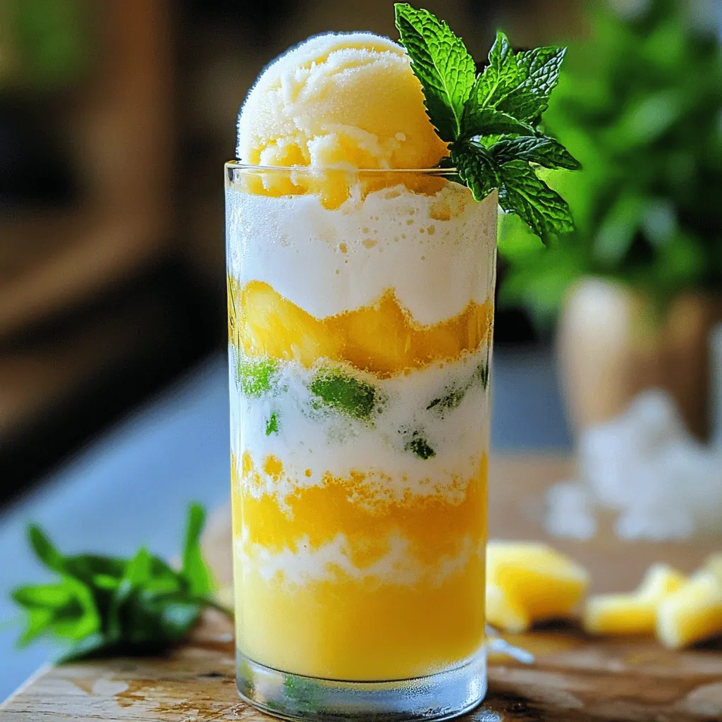 Coconut Pineapple Soda Float erfrischend und lecker