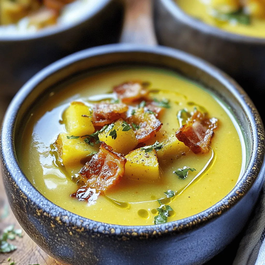 Um die irische Bacon-Kohl-Kartoffelsuppe zuzubereiten, brauchst du einige frische Zutaten. Die Hauptbestandteile sind irische Speckwürfel, grüner Kohl, Kartoffeln, Zwiebeln, Karotten und Knoblauch. Diese Zutaten machen die Suppe herzhaft und nahrhaft. Du benötigst auch Gemüsebrühe, Olivenöl, ein Lorbeerblatt sowie Salz und Pfeffer. Frisch gehackte Petersilie ist eine schöne Garnitur.