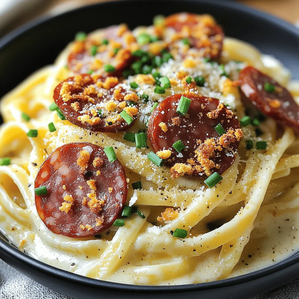 Für Cremigen Cajun Alfredo mit Räuchersalami benötigst du folgende Zutaten: