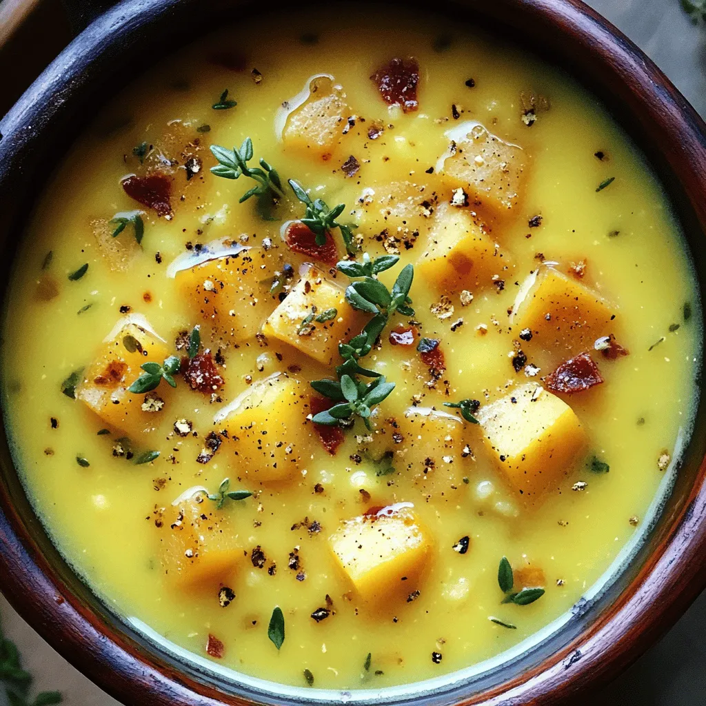 Die Zutaten für Kartoffelsuppe sind einfach und lecker. Die Basis sind festkochende Kartoffeln. Ich benutze etwa 800 g. Diese Kartoffeln geben der Suppe die richtige Konsistenz. Für den Geschmack füge ich 200 g gewürfelten Speck hinzu. Er macht die Suppe herzhaft und reichhaltig.