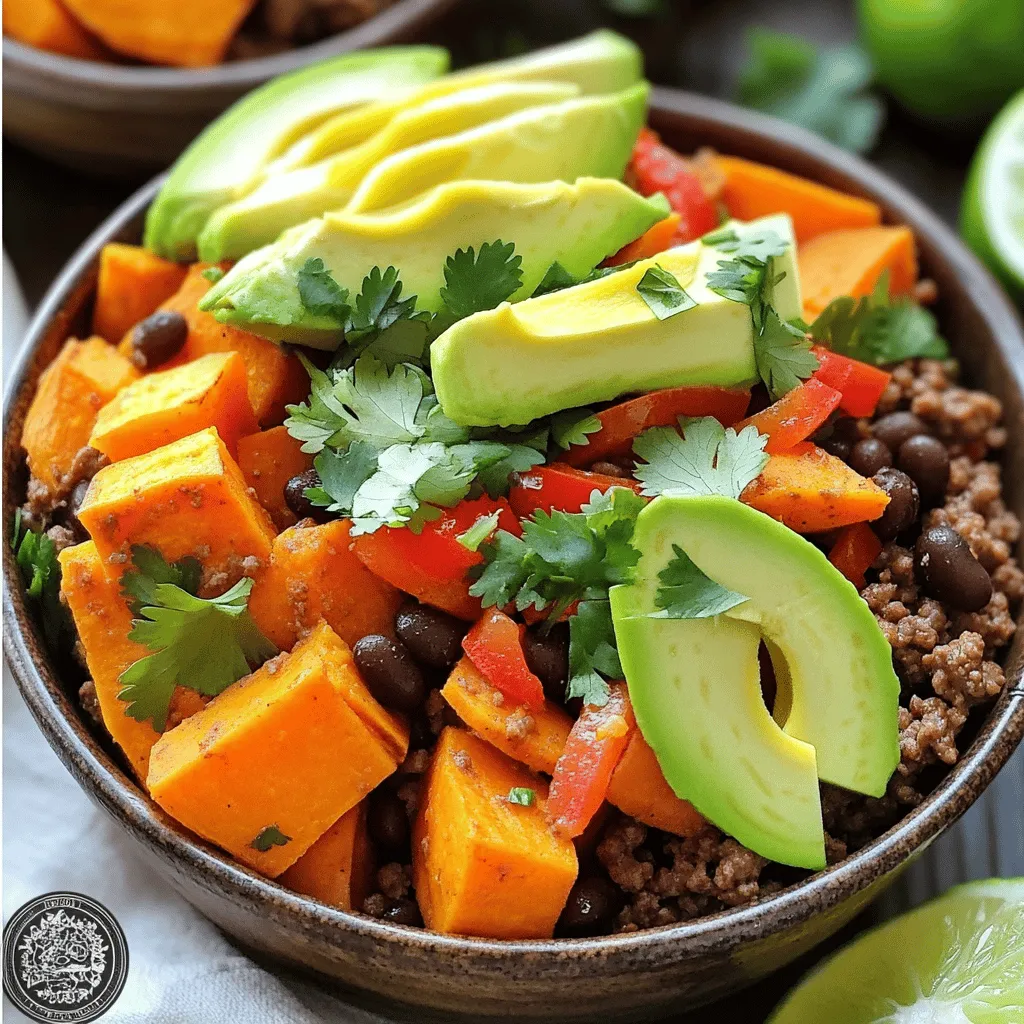 Spicy Beef Sweet Potato Protein Bowls voller Geschmack