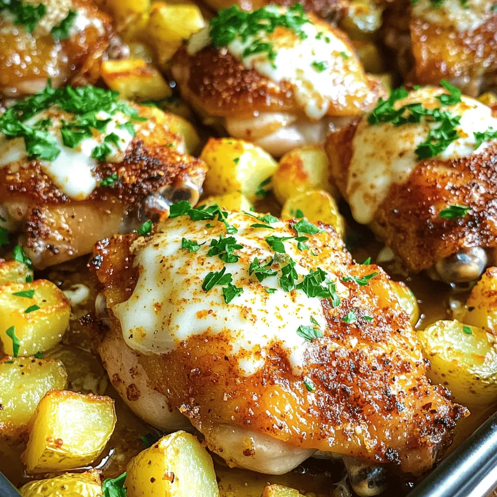 Knoblauch Parmesan Hühnchen und Kartoffeln einfach zubereiten