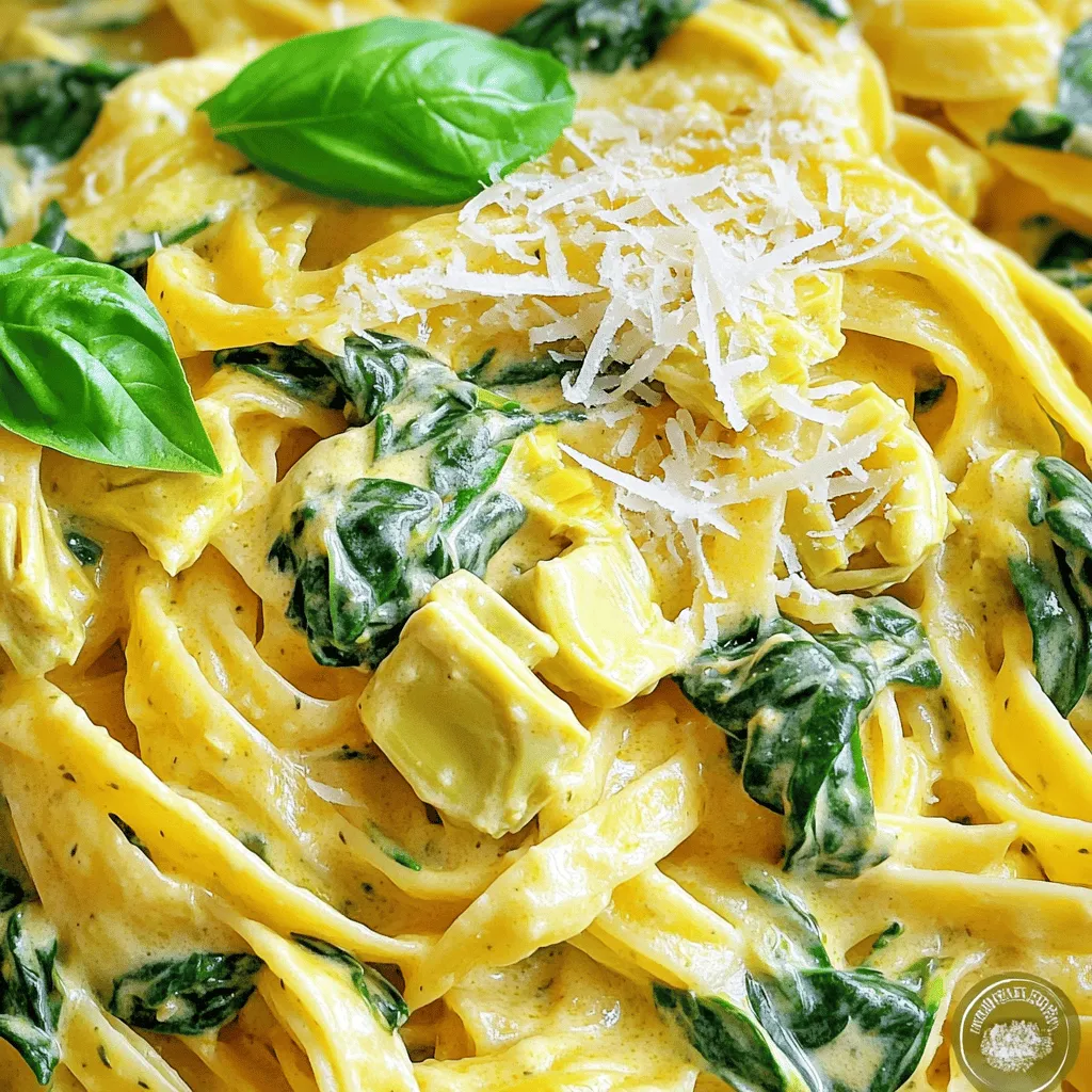 Cremige Spinat-Artischocken-Pasta Einfaches Rezept