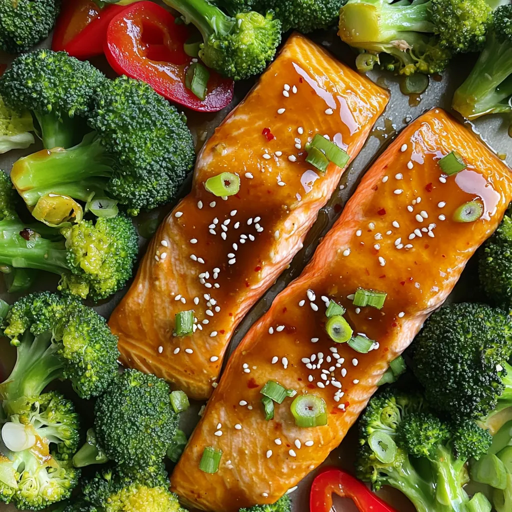 Sheet Pan Sweet Chili Salmon Broccoli Einfache Zubereitung