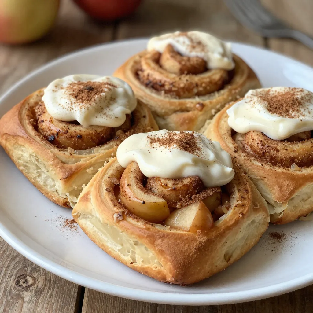 Apfel-Zimt-Schnecken mit Frischkäse-Frosting lecker