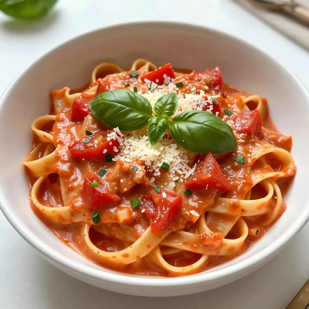 One-Pot Creamy Tomato Basil Pasta Einfache Rezeptidee