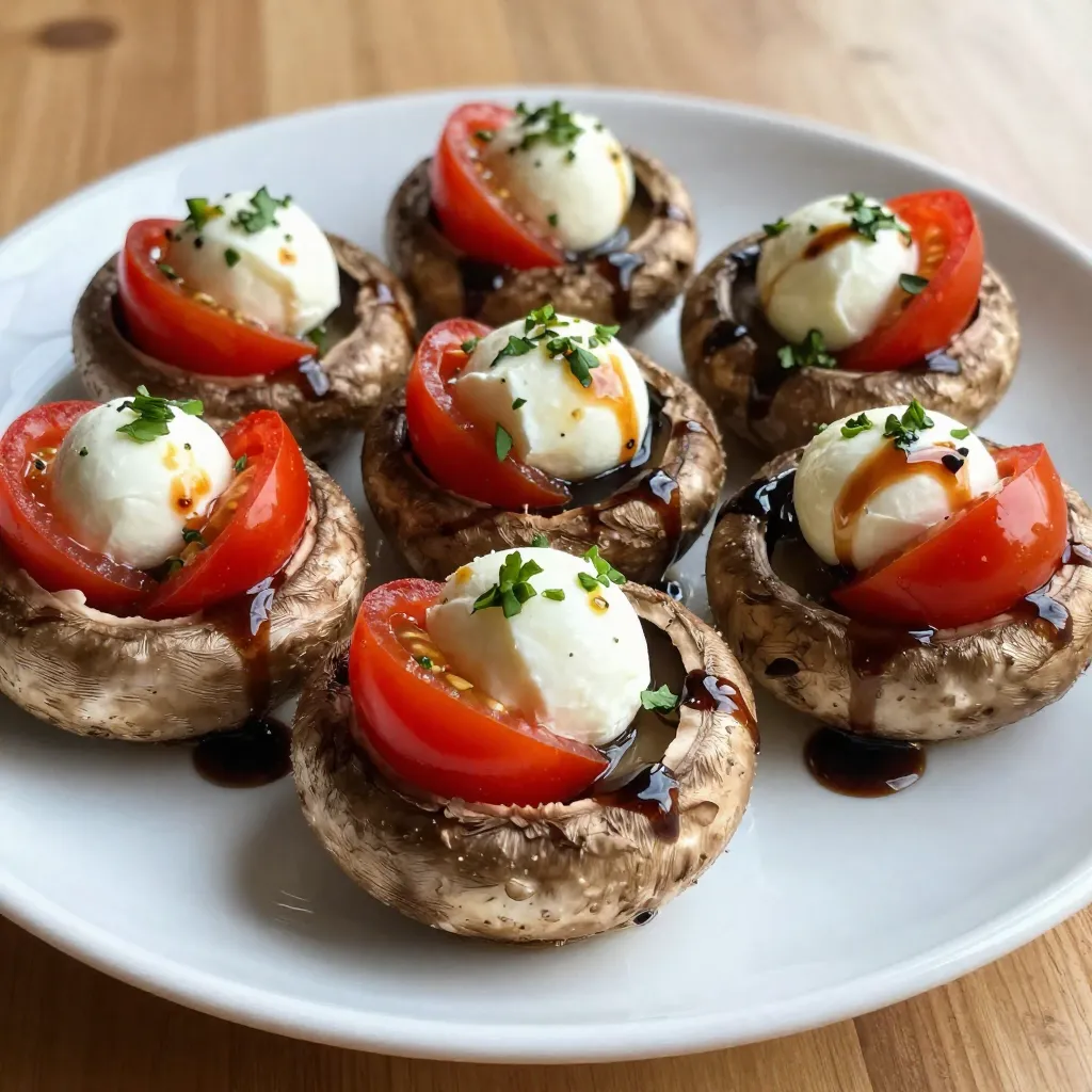 Einfache Caprese gefüllte Portobellos für mehr Genuss
